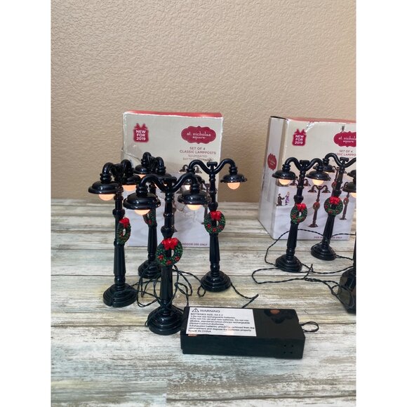 Set of 2 St. Nicholas Square Classic Lamp Posts Christmas Village 2019 in Box - Picture 8 of 8